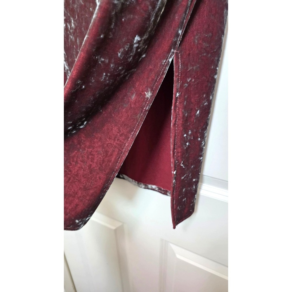 Vintage J.B.S. Ltd. Red Crushed Velvet Long-Sleeve Tunic Floral Buttons Size 10 - Picture 5 of 8